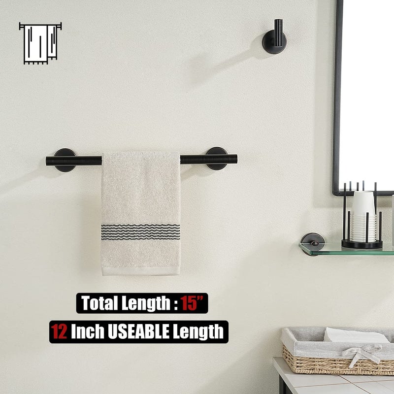 JQK Oil Rubbed Bronze Towel Bar, 15 Inch 304 Stainless Steel Thicken 0.8mm Towel Rack Bathroom, Towel Holder Wall Mount, Useable Length 12 Inch, TB110L12-ORB - Image 3